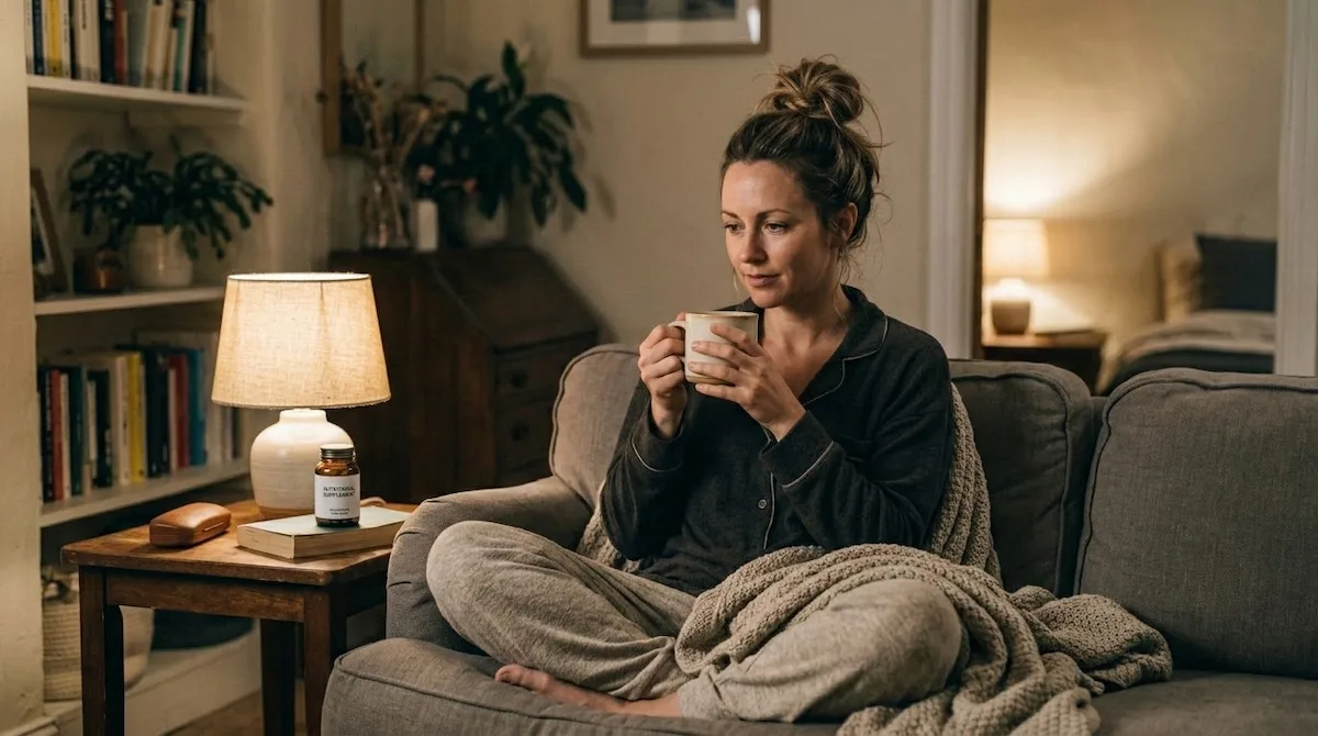 Person winding down before bed, the ideal time to take magnesium for sleep