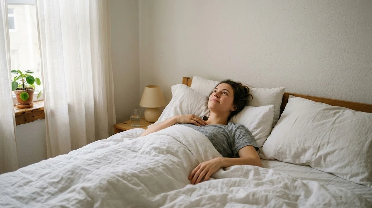 person lying in bed — magnesium glycinate for sleep research and evidence
